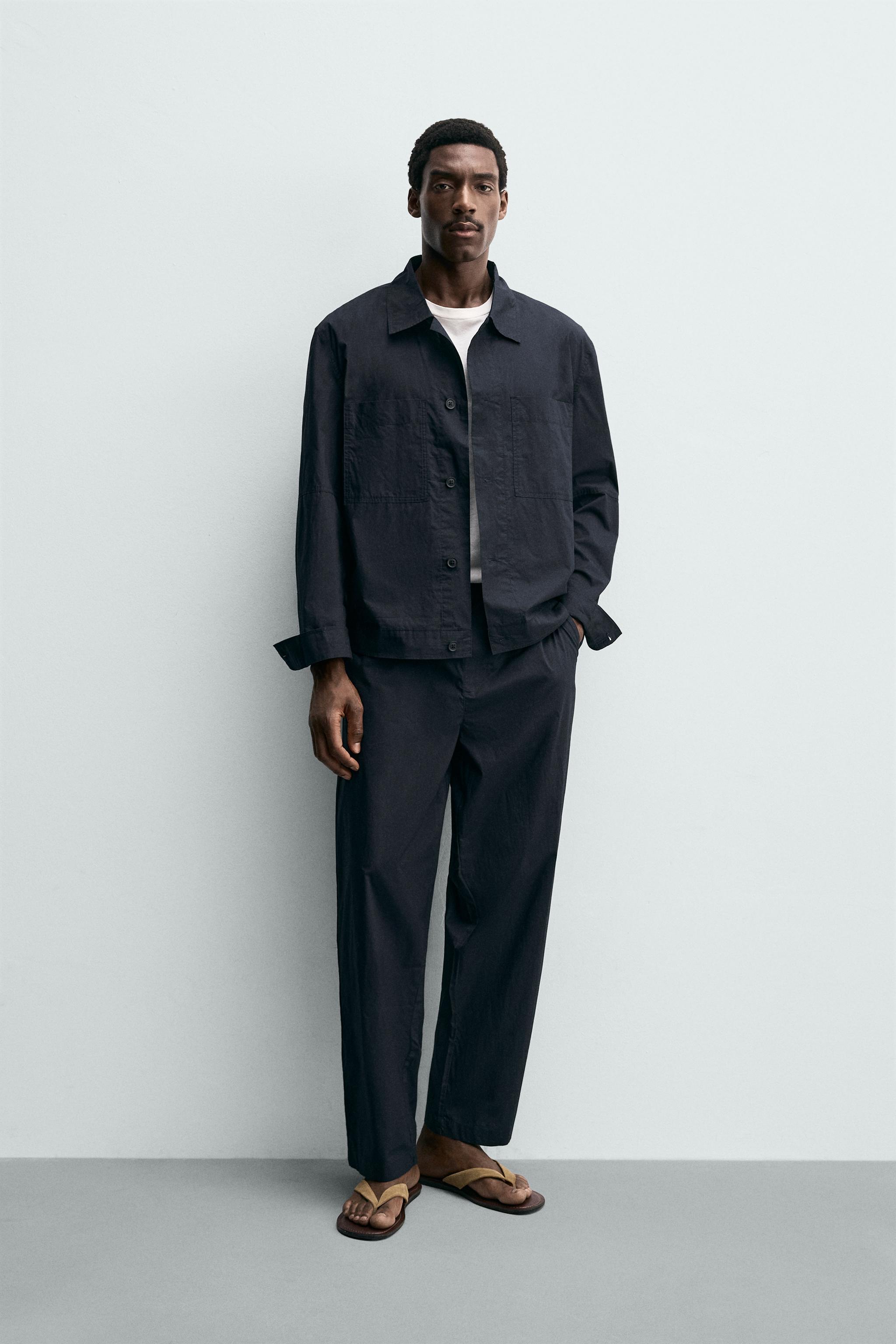 REGULAR FIT POPLIN OVERSHIRT - Navy blue | ZARA Canada