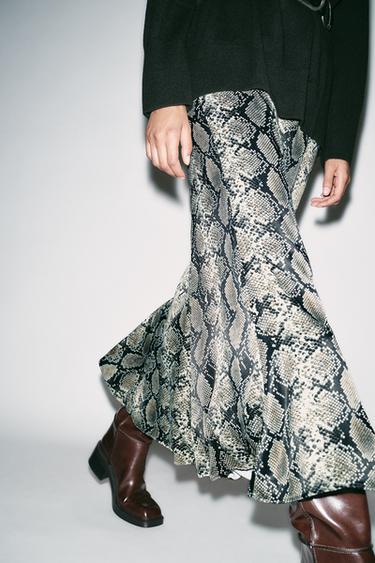 ANIMAL PRINT SATIN MIDI SKIRT - Snake by Zara - Image 5