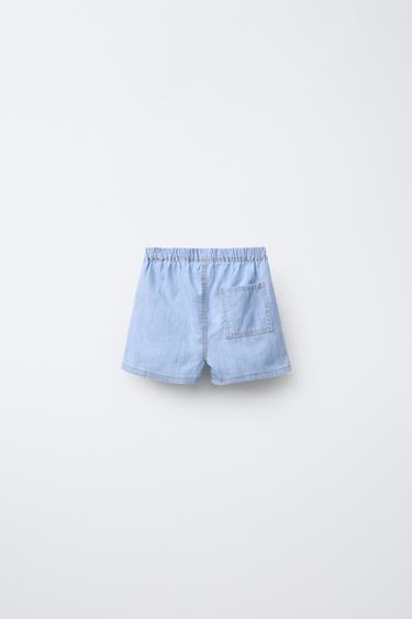 FLOWING DENIM BERMUDA SHORTS - Light blue by Zara - Image 1