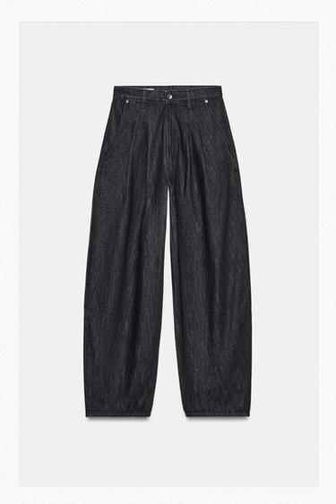 Zara TRF MID-RISE BAGGY JEANS - Dark indigo