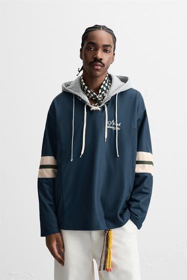 CAMISETA COM TEXTURA MESH - Azul da Zara