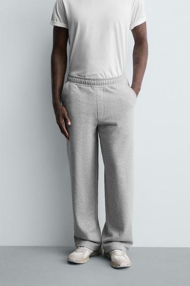 BASIC WIDE-LEG JOGGERS - Grey marl by Zara