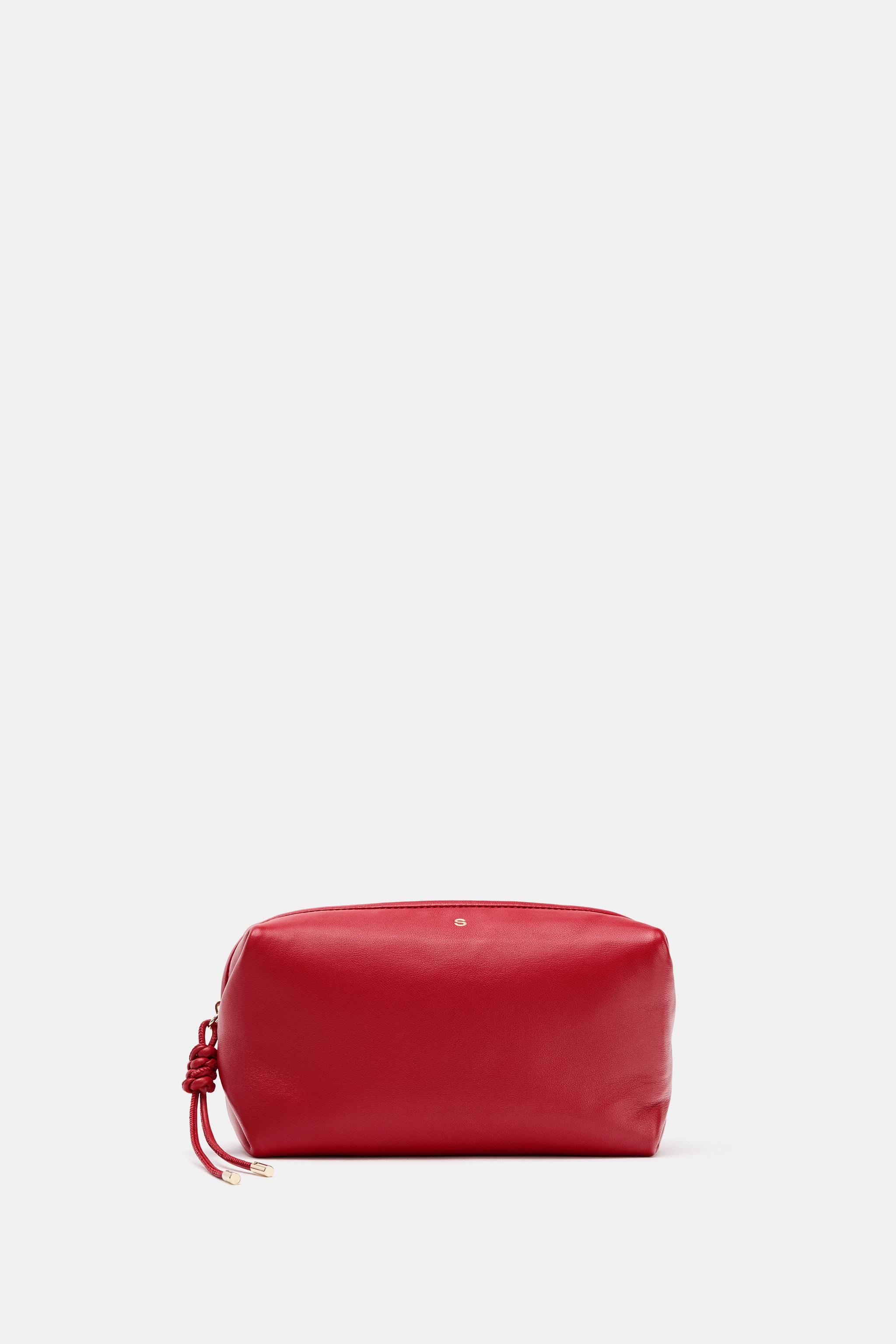 LEATHER TOILETRY BAG — Red
