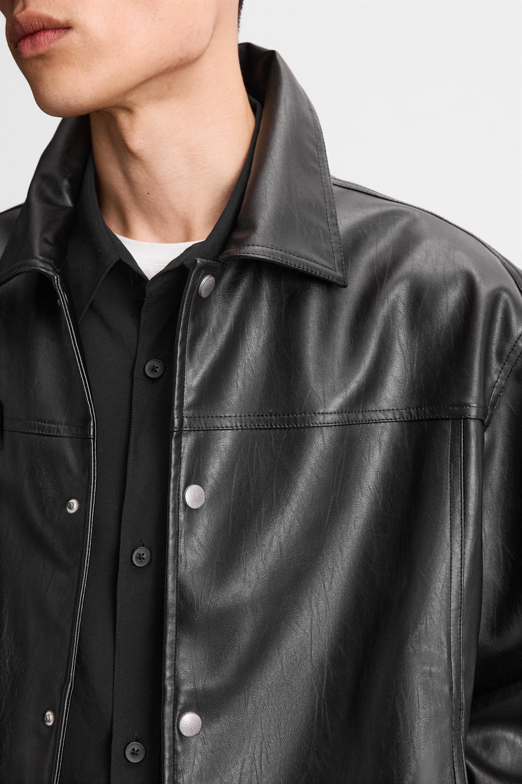 フェイクレザーシャツジャケット - ブラック | ZARA Japan / 日本