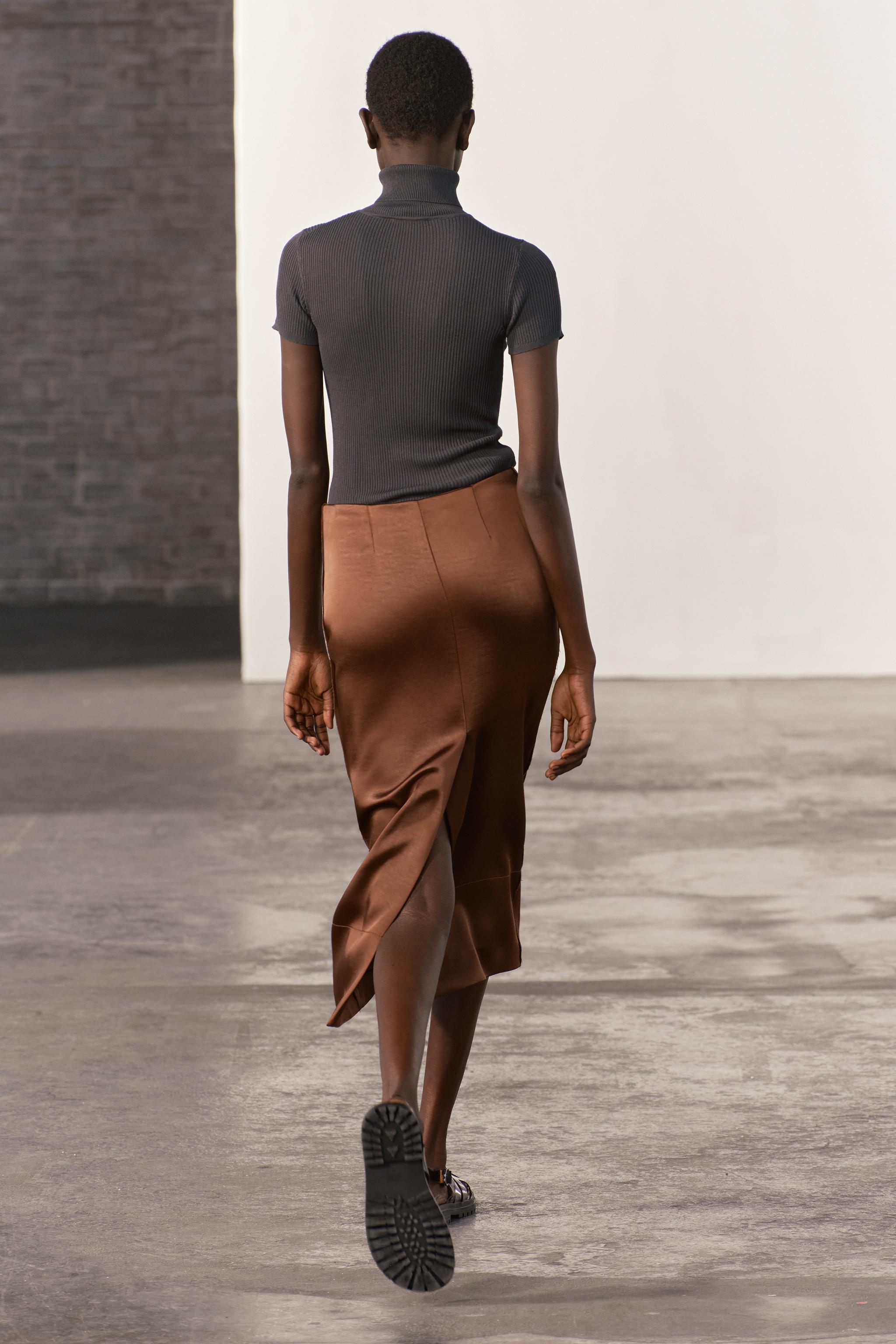 Zara brown pencil outlet skirt