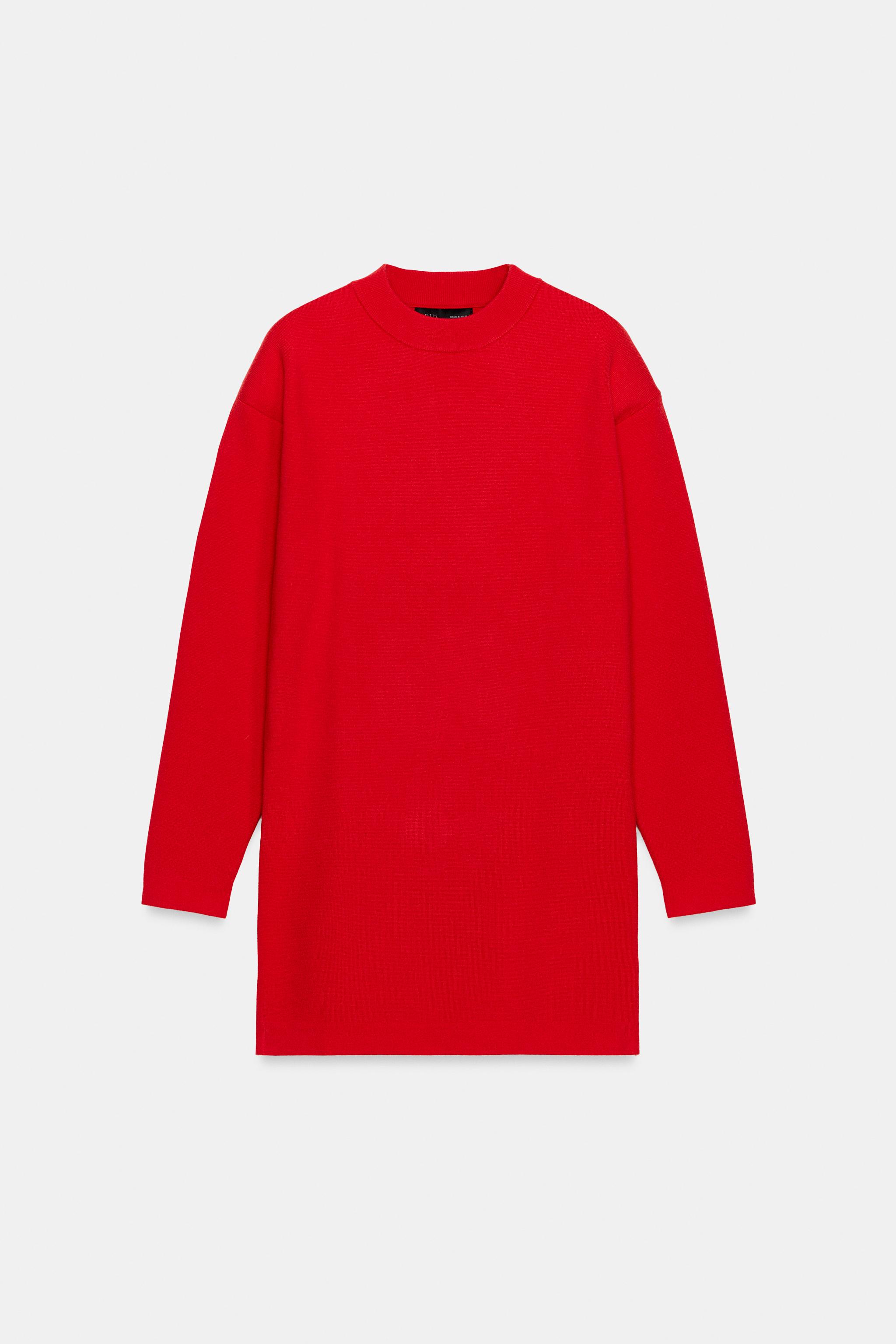 DROP SHOULDER KNIT DRESS - Red | ZARA United States DROP SHOULDER KNIT DRESS - Red | ZARA United States