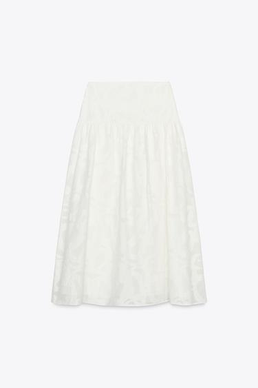 TEXTURED MIDI SKIRT - White by Zara - Image 6