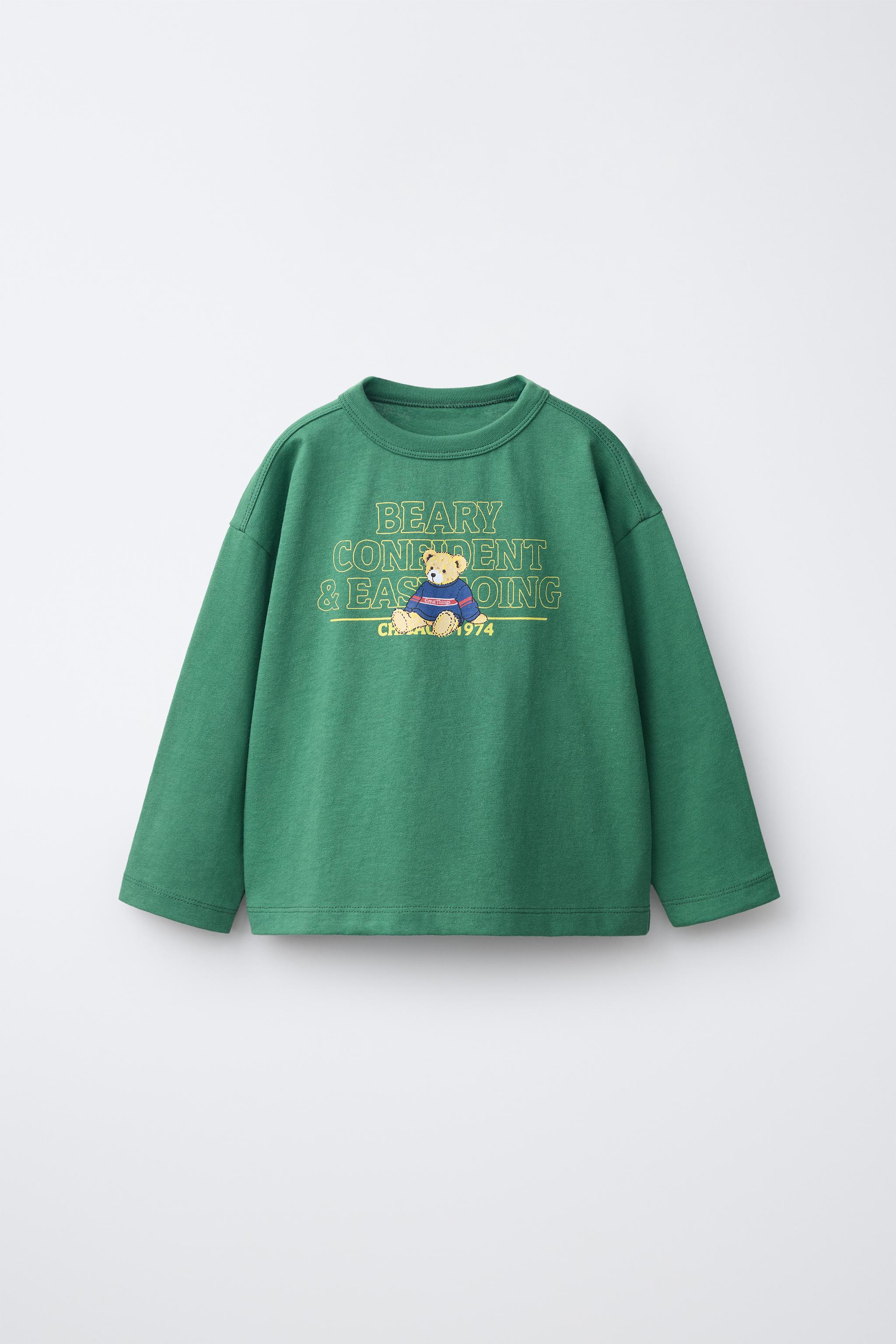 Детские футболки Zara BEAR AND TEXT PRINT T-SHIRT