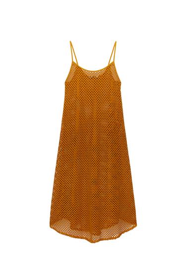 PERFORATED MIDI DRESS