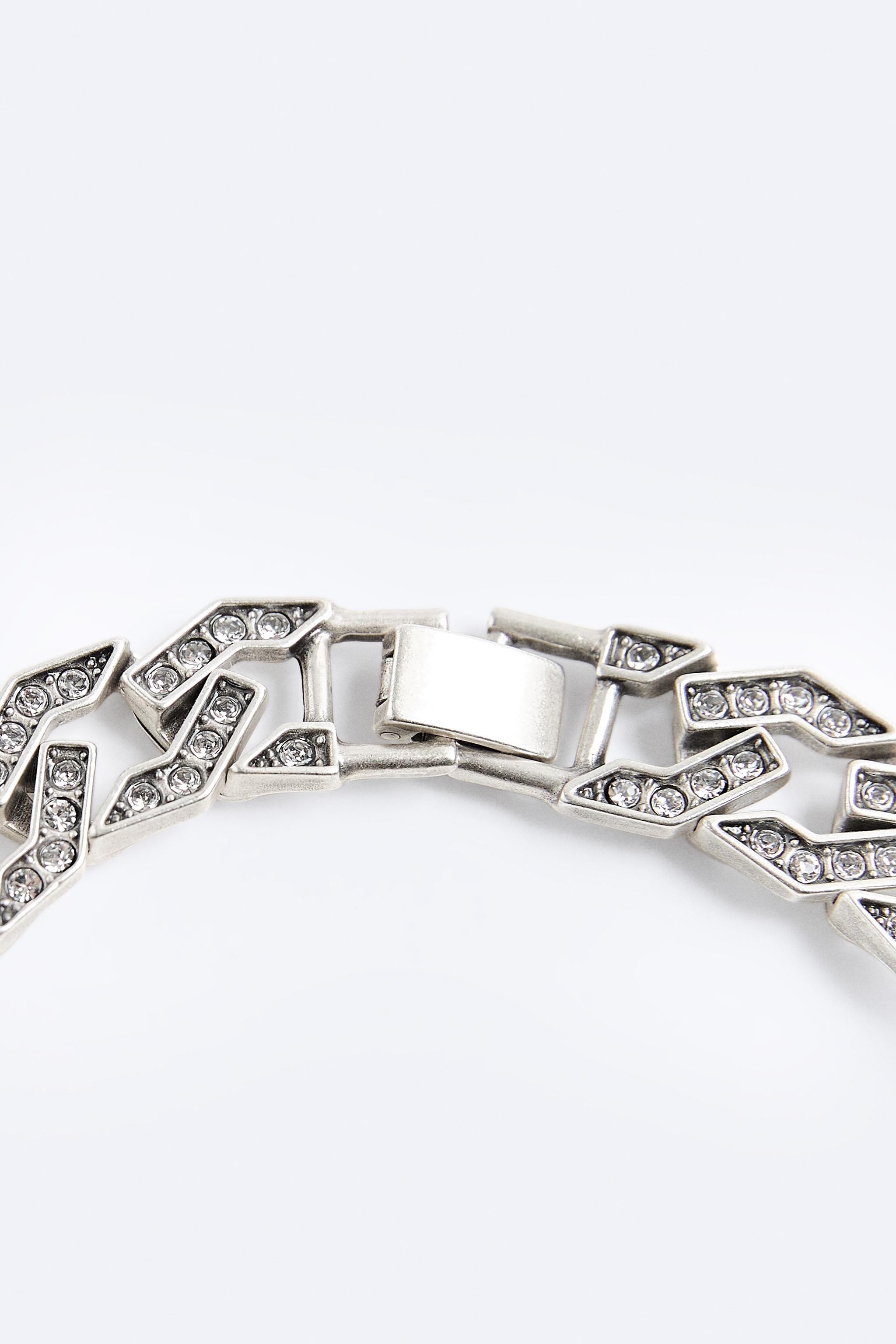 RHINESTONE CHAIN LINK BRACELET - Silver | ZARA UAE - Dubai 