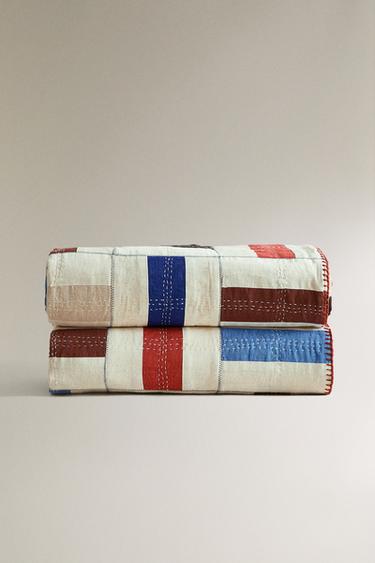 COUVRE-LIT COTON LIN PATCHWORK X COLLAGERIE - Écru de Zara - Image 4