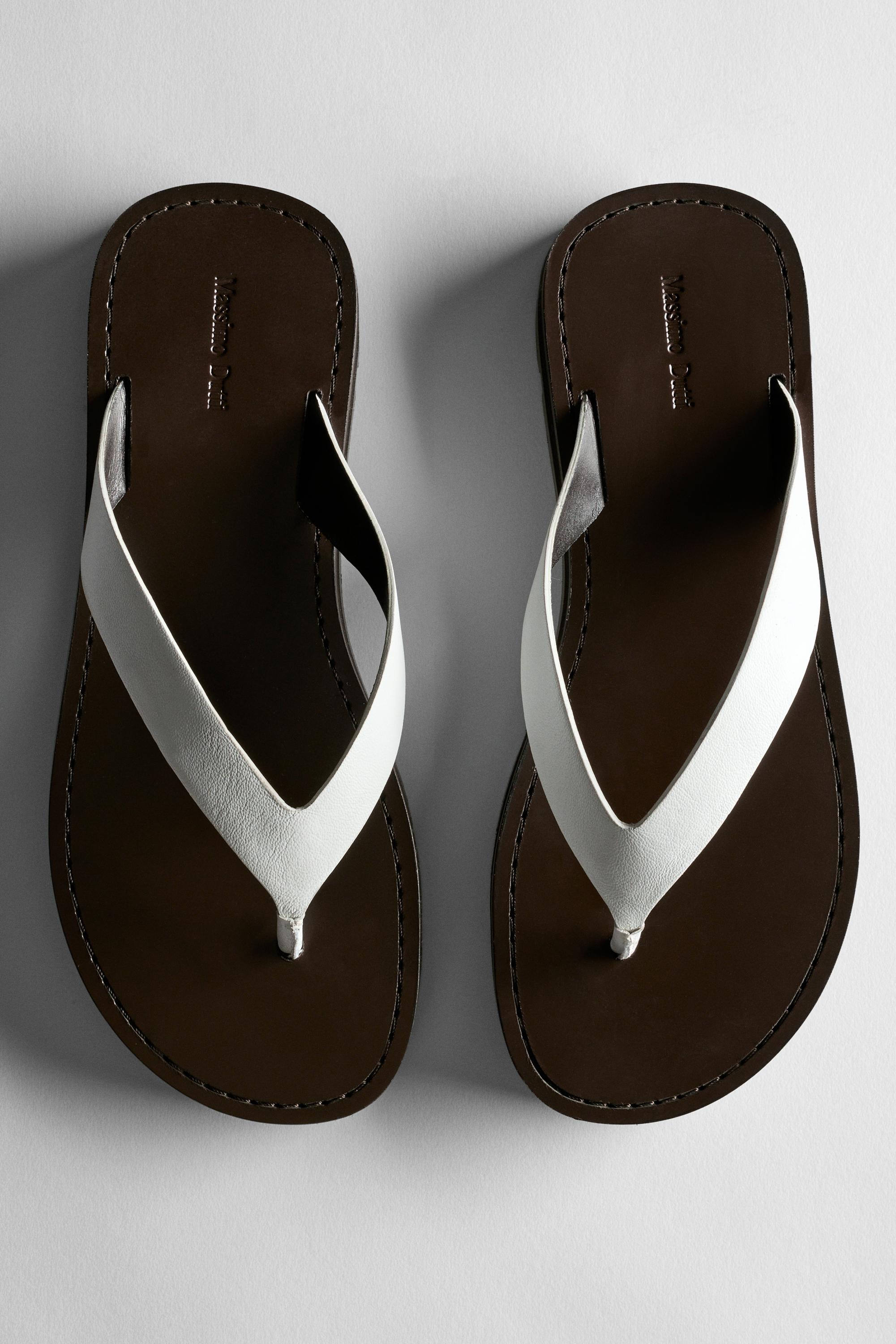 Leather toe divider sandals — White