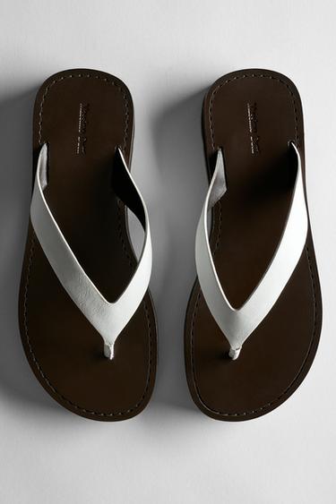 Zara Leather toe divider sandals - White - Image 0