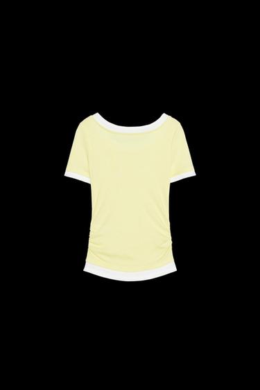 DOUBLE RIB GATHERED T-SHIRT - Light yellow by Zara