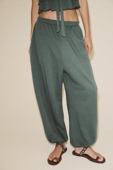 БРЮКИ-БАГГИ ИЗ ФЛИСА — ЗЕЛЕНЫЙ от Zara