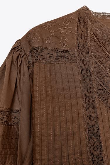 BLOUSE DENTELLE ZW COLLECTION - Marron de Zara - Image 6