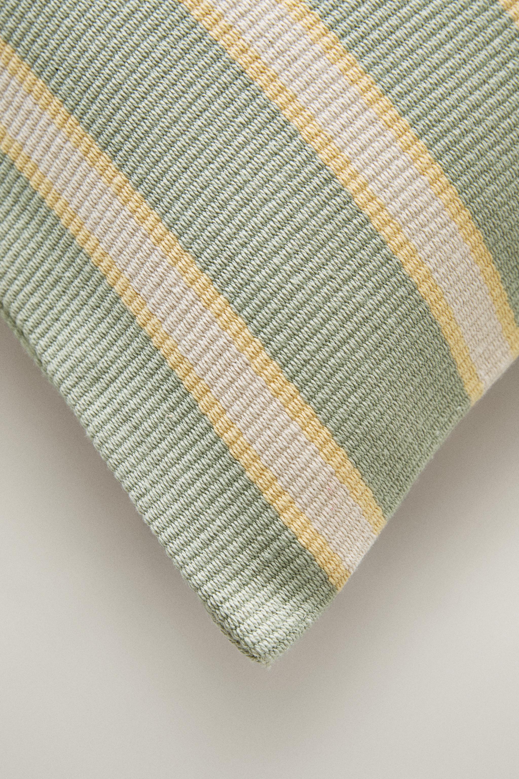STRIPED THROW PILLOW COVER — Blue / Green
