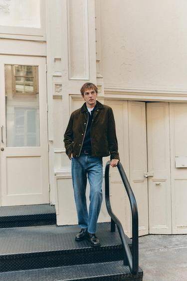 Corduroy jacket with placket detail — Dark khaki 1