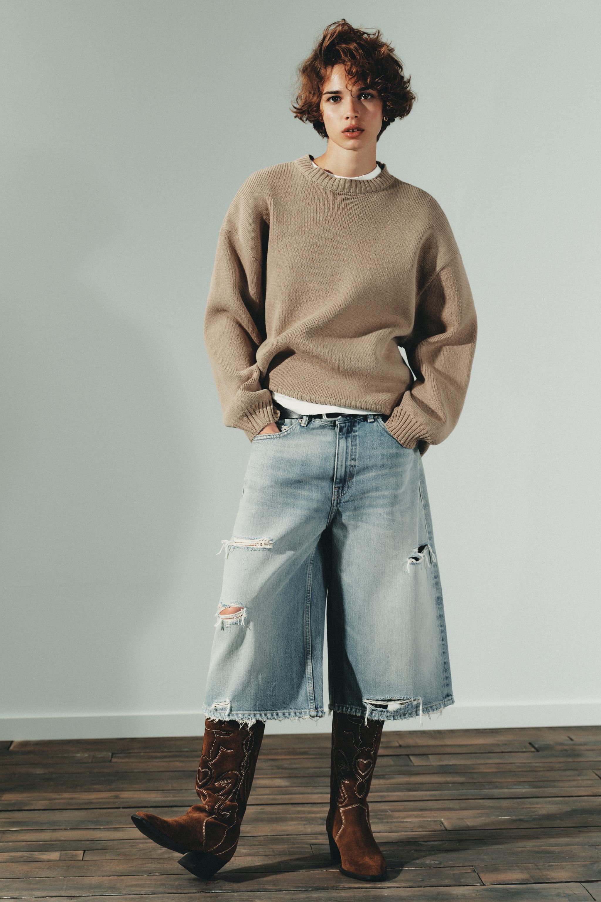 OVERSIZED KNIT JUMPER Light beige ZARA Ireland