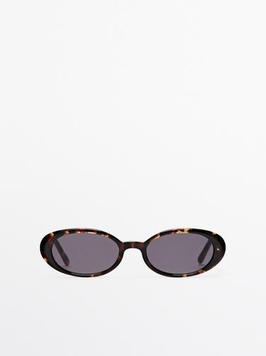 Zara Tortoiseshell-effect mini oval sunglasses - Brown - Image 0