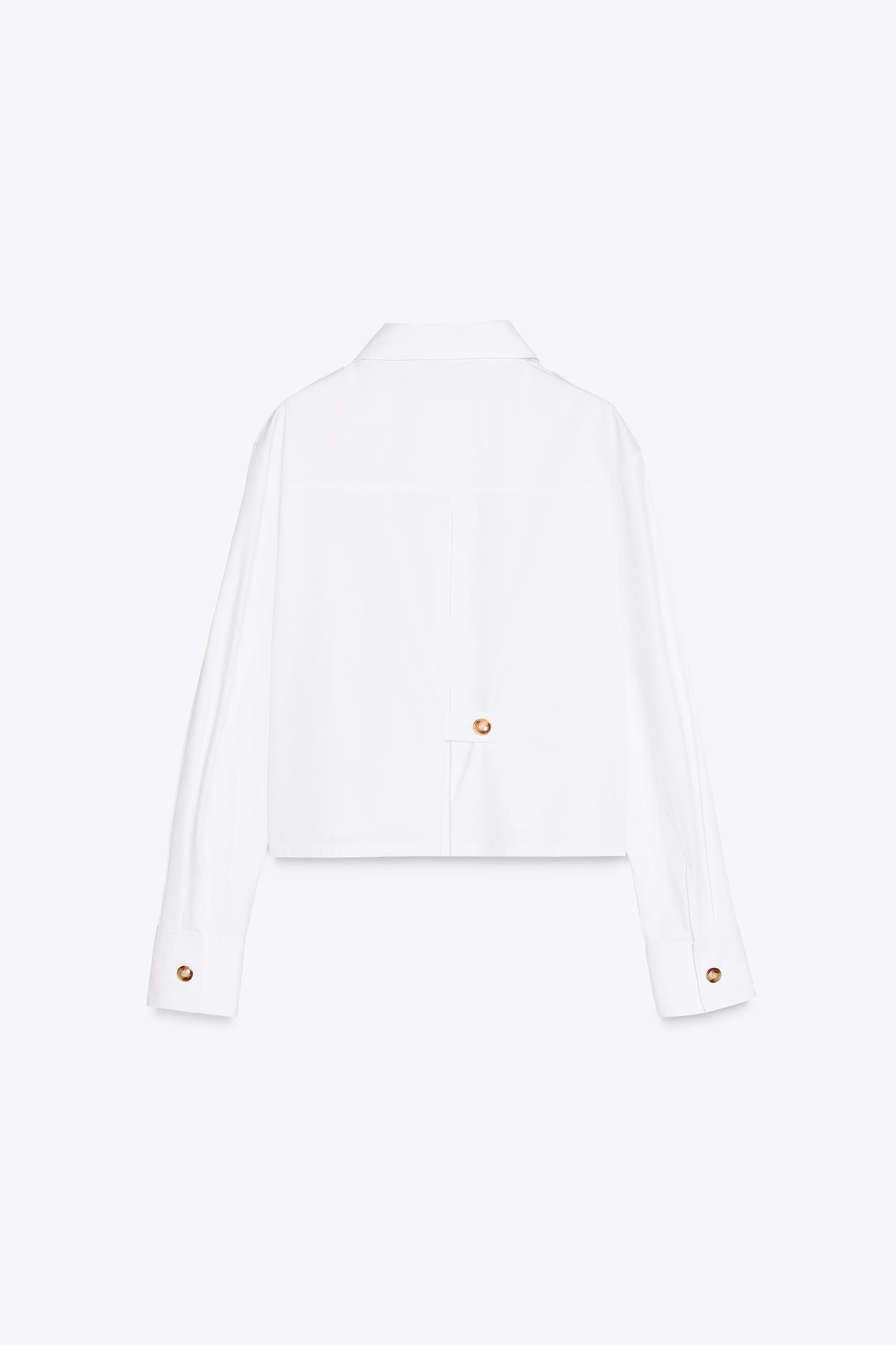 しろぽん CROPPED POPLIN SHIRT - White | ZARA United States