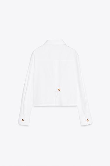SHORT POPLIN SHIRT - White by Zara - Image 5