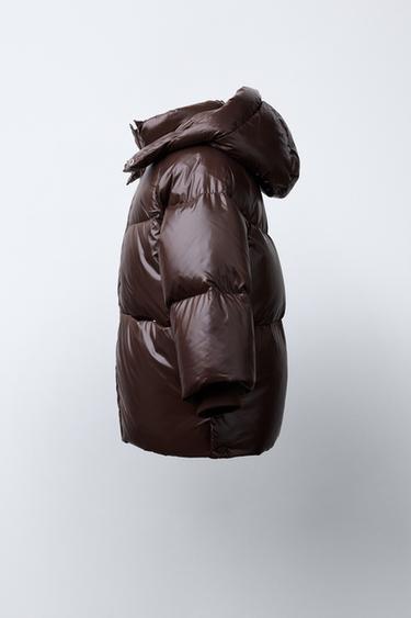 DOUDOUNE EN PLUME ET DUVET DÉPERLANTE ET COUPE-VENT - Marron foncé de Zara - Image 2