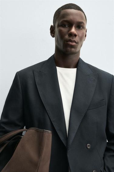 VESTE À BOUTONNAGE CROISÉ - bleu marine de Zara - Image 4