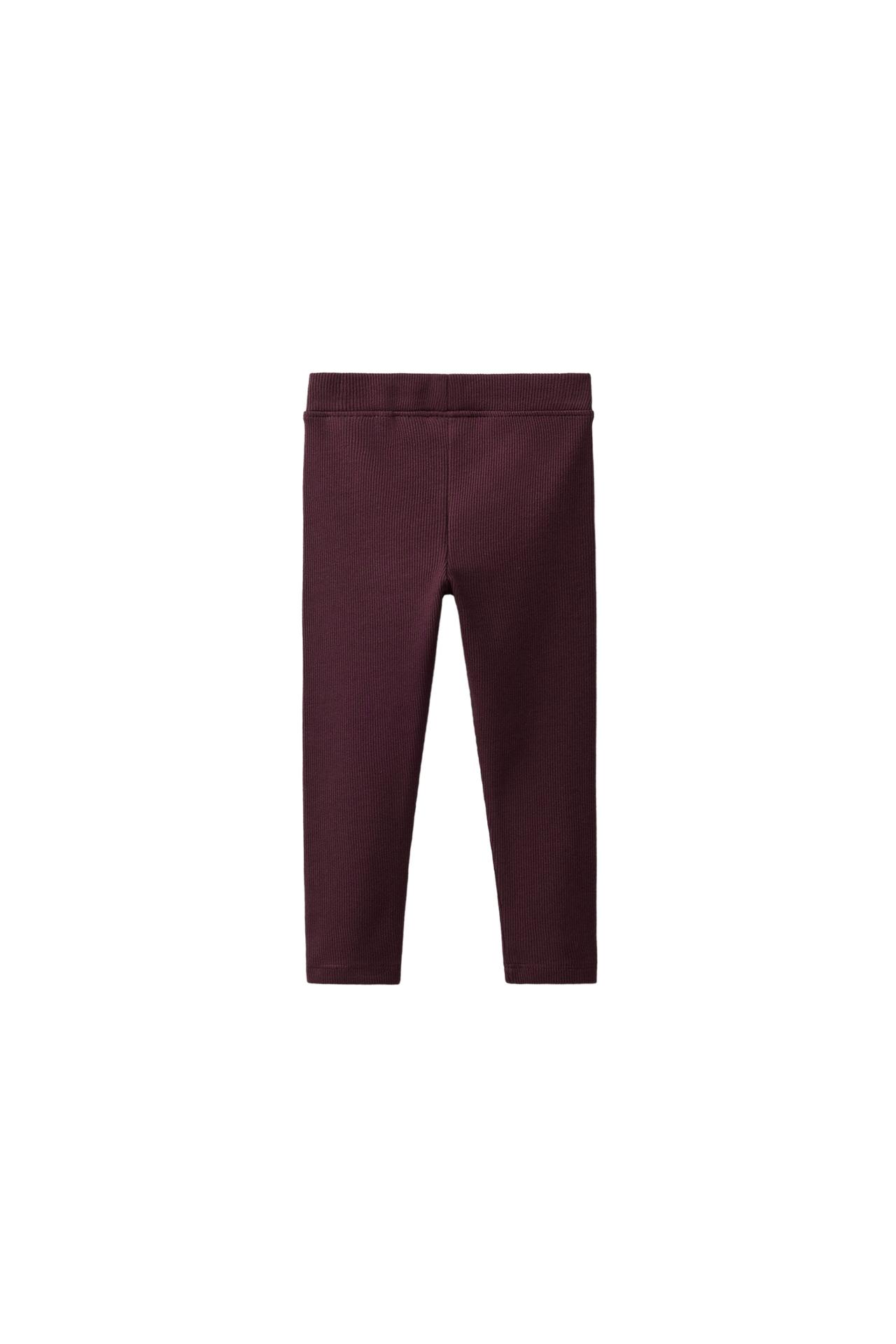 LABEL DETAIL RIBBED LEGGINGS — Chocolate