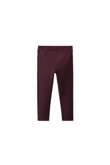 LABEL DETAIL RIBBED LEGGINGS — Chocolate 2