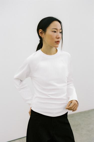 RAGLAN LONG SLEEVE T-SHIRT - White by Zara