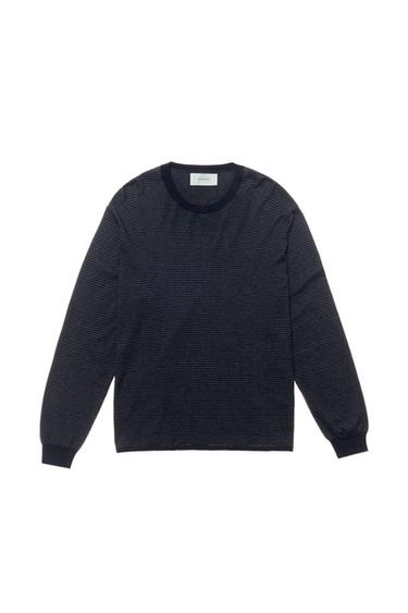 COTTON - CASHMERE STRIPED SWEATER - Grey / Blue by Zara