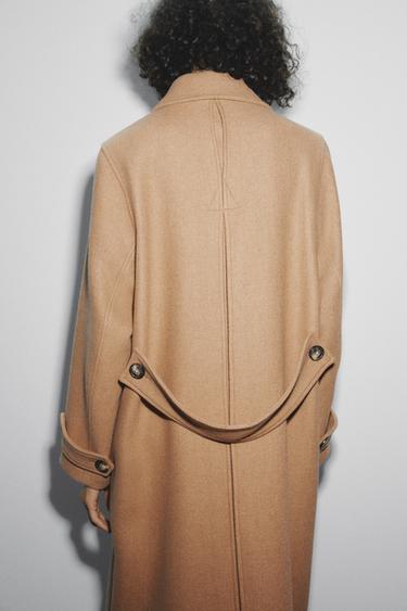 Zara DOUBLE BREASTED WOOL COAT - taupe brown