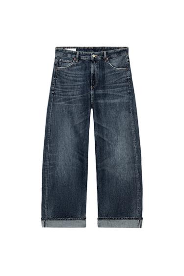 JEANS TRF BAGGY FOLDED VITA MEDIA - Blu Marino di Zara