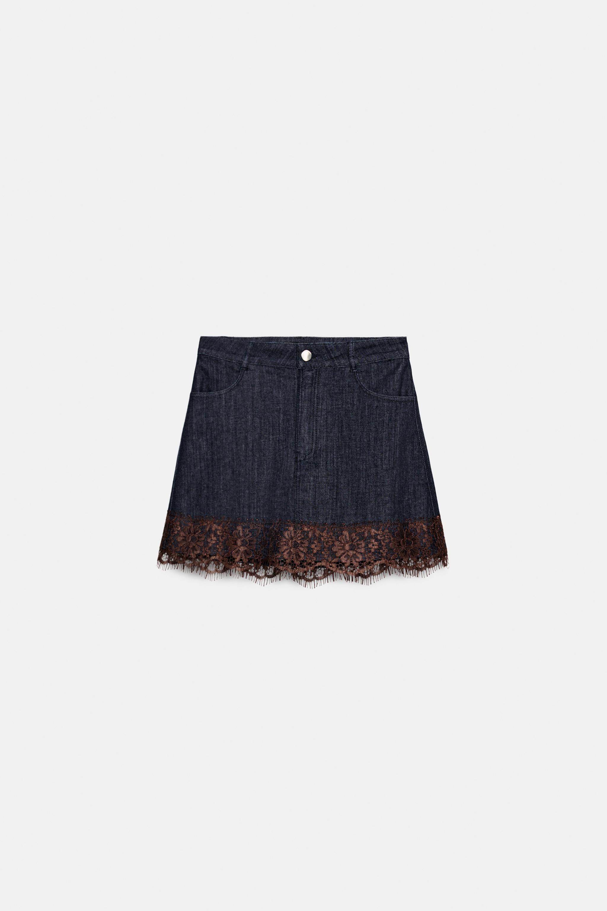 JUPE-PANTALON Z1975 EN JEAN ET DENTELLE