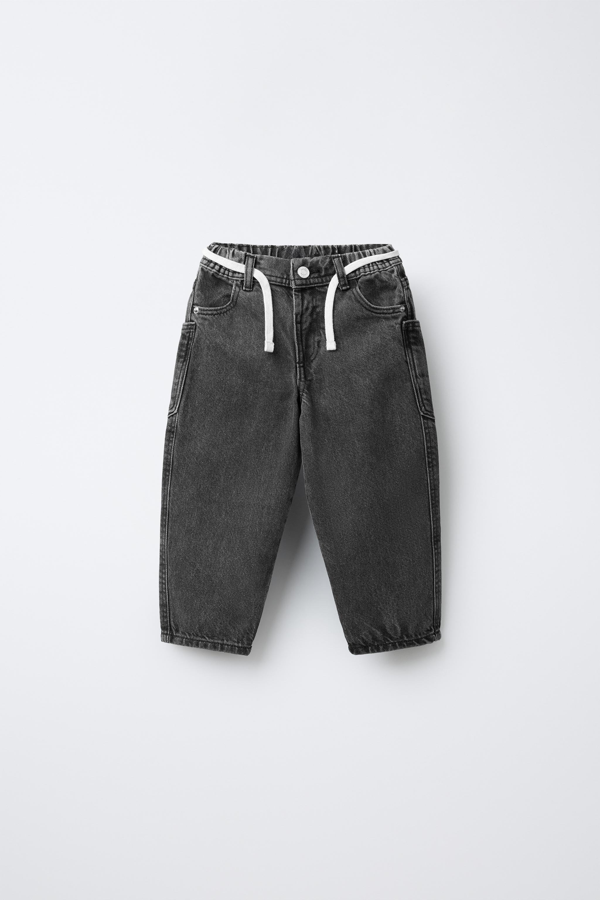 ZARA バギーフィットデニムパンツ ブラック EU38 ベルト付きバギーフィットデニムパンツ - ブラック | ZARA Japan