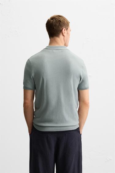 POLO EN MAILLE REGULAR FIT - Gris / Bleu de Zara - Image 2