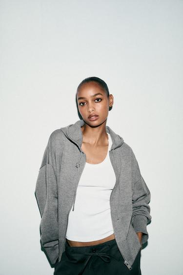 SWEAT EN MAILLE À CAPUCHE - Gris de Zara - Image 1