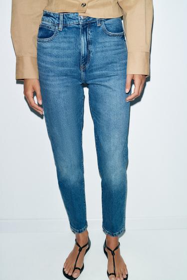 Z.01 MOM FIT HIGH-WAIST JEANS WITH PRESSED CREASE - Mid-blue by Zara