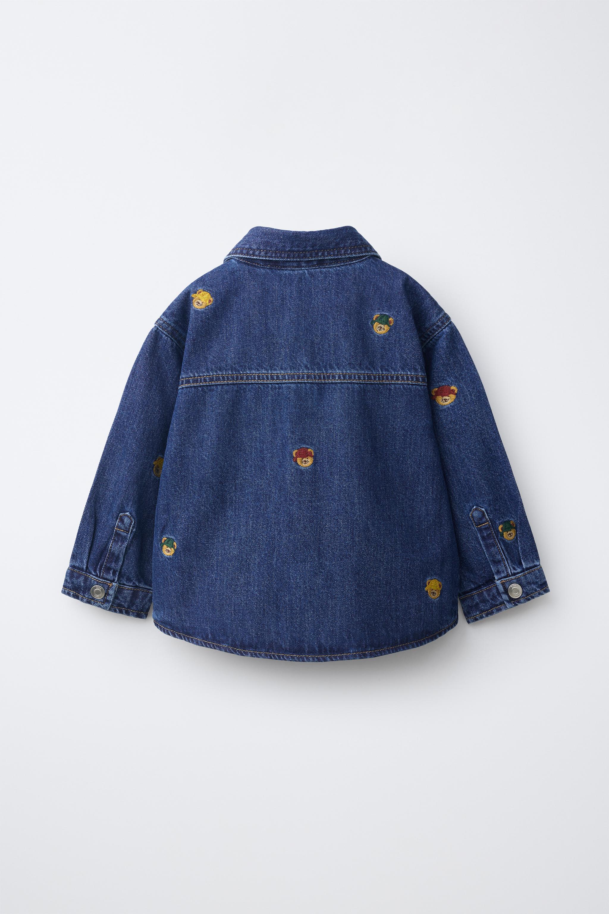 Детские рубашки Zara EMBROIDERED BEAR DENIM OVERSHIRT — фото 3