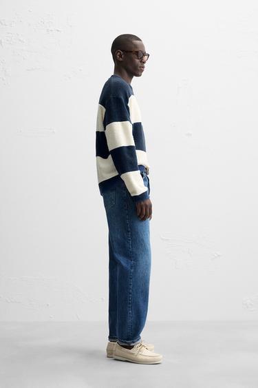 TOWELLING STRIPE SWEATSHIRT - Ecru / Navy by Zara - Image 4