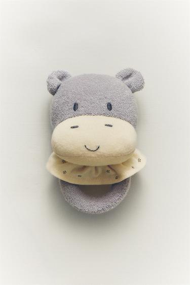 CHILDREN'S HIPPOPOTAMUS RATTLE SOFT TOY - Grey by Zara - Image 5