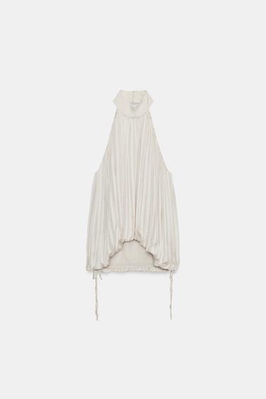 ZW COLLECTION PLEATED HALTER TOP - Pearl / Beige by Zara - Image 6