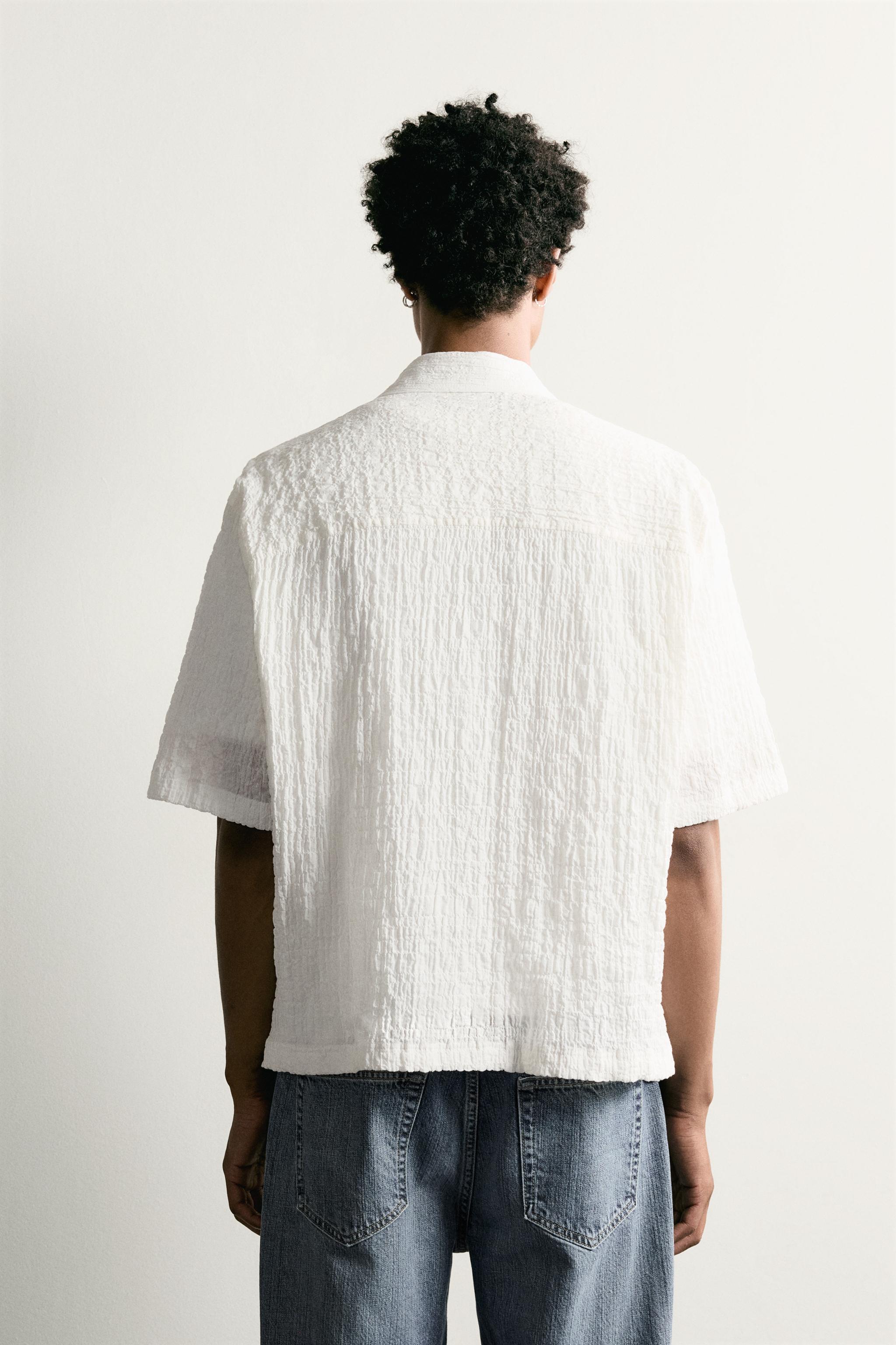 Zara RELAXED FIT RÖLYEF DOKULU GÖMLEK görsel 3