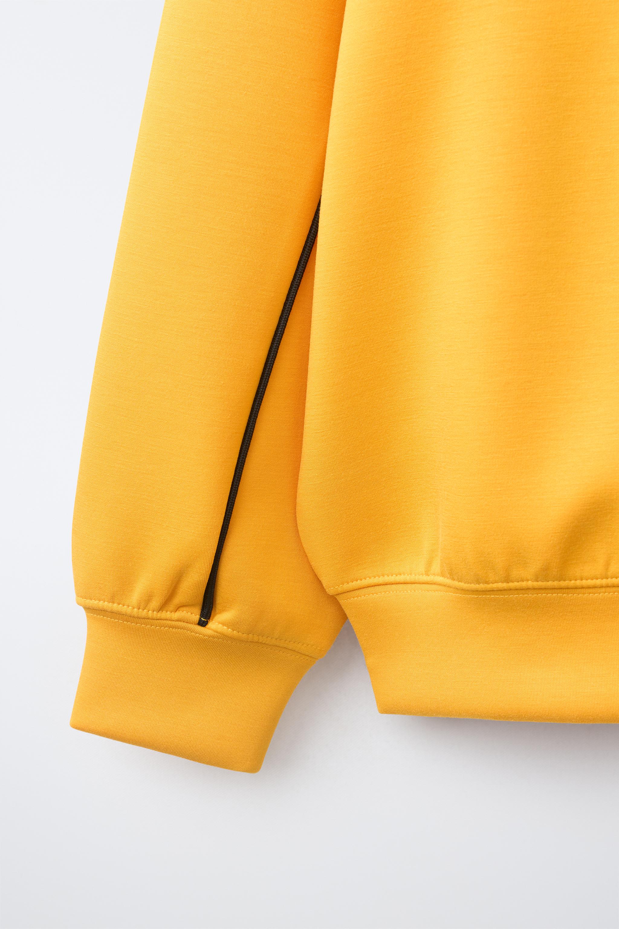 SPORTY PIPED LABEL HOODIE - Mustard | ZARA United States