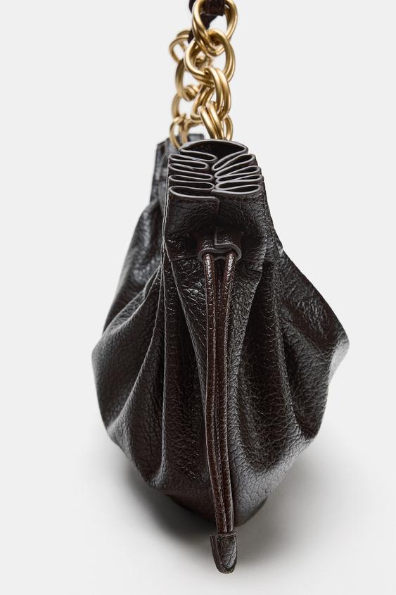 SAC PORTÉ ÉPAULE FRONCÉ - Marron de Zara - Image 4