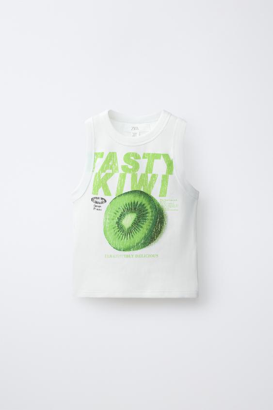 TOP RIB ESTAMPADO FRUTAS - Blanco de Zara - Imagen 0
