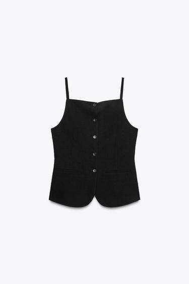 TOP CHALECO BOTONES - Negro de Zara