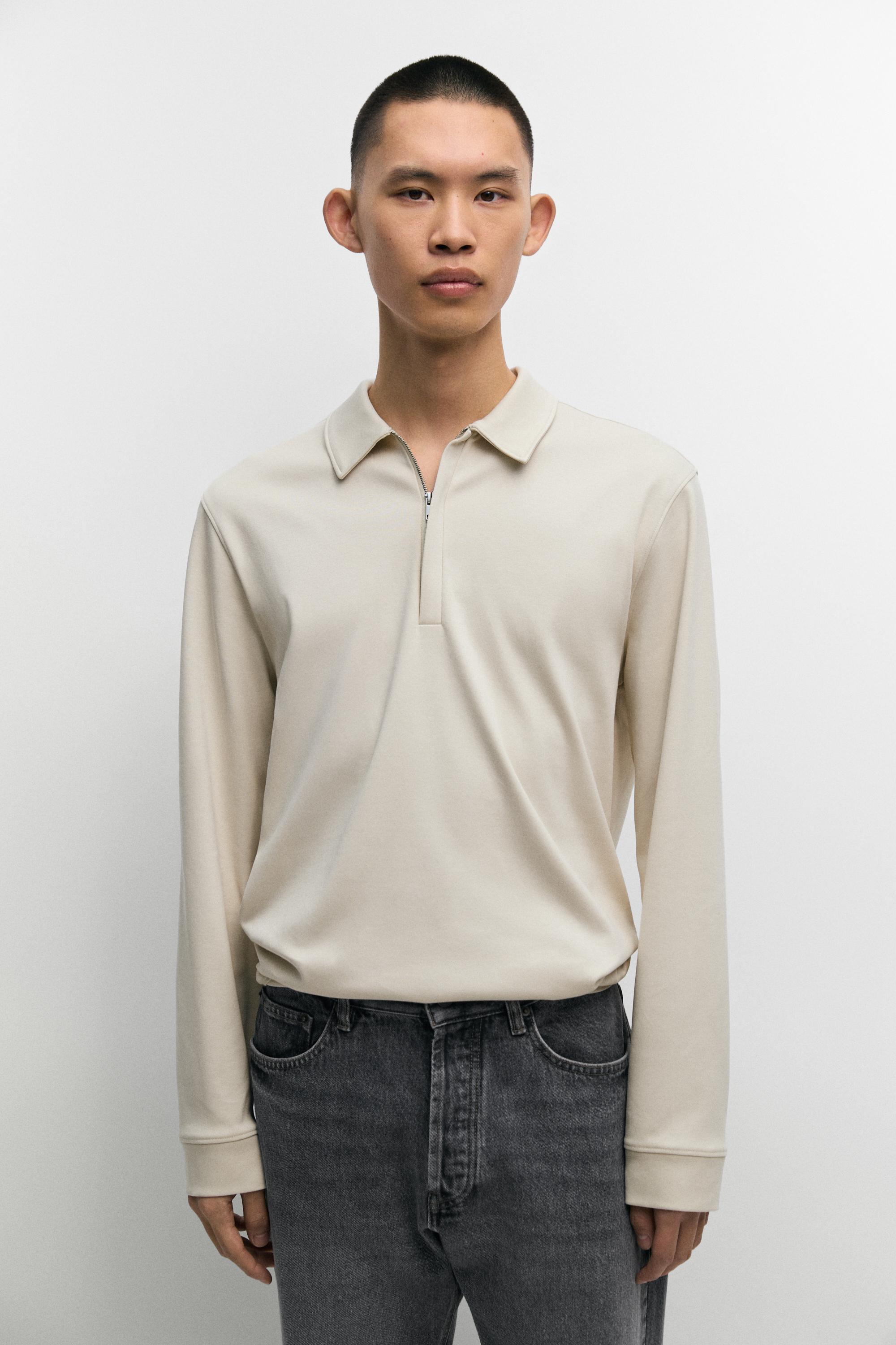 Long sleeve zip detail polo