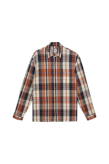 TEXTURED PLAID OVERSHIRT